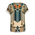 thumbnail image 1 of AURIGATE Men's Vintage Ethnic Style Print Round Neck Short Sleeve Blouse Top T-shirt, 1 of 4