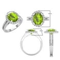 thumbnail image 3 of Dazzlingrock Collection 10X8mm Oval Peridot & Round White Diamond Halo Style Engagement Ring for Women (0.40 ctw, Color I-J, Clarity I1-I2) in 14K White Gold, Size 8.5, 3 of 5