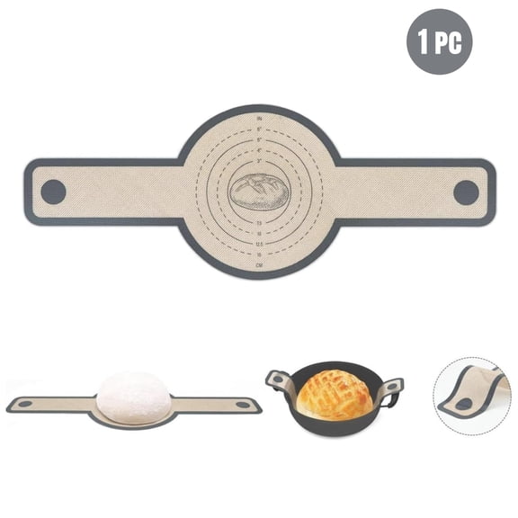 Silicone Bread Sling for Dutch Oven Liners, Silicone Reusable Baking Mat, Sourdough Bread Baking Supplies with Long Handles, Bread Making Tools (1 Pc Gray Mat)