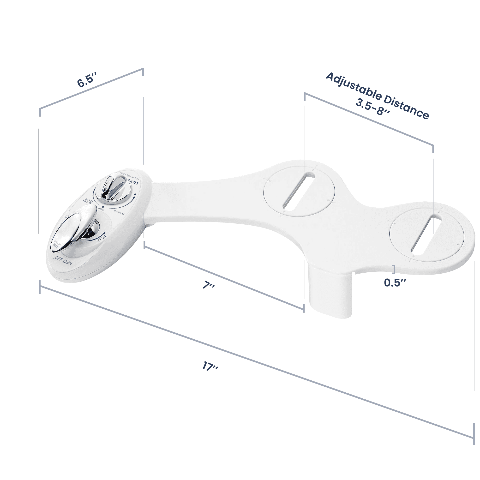 LUXE Bidet NEO 320 - Hot and Cold Water Bidet Attachment, Self-Cleaning, Rear and Feminine Wash White