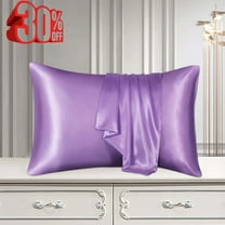 Djiypn Satin Pillowcase for Hair and Skin Queen Size 20"X 30" with Envelope Closure Soft Breathable Smooth Cooling Pillow Covers for Sleeping (1PC, Purple)