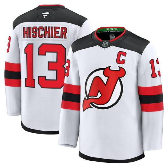 Men's Fanatics Nico Hischier White New Jersey Devils Away Premium Jersey