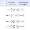 thumbnail image 6 of Lancharmed Silver Plated Stud Earrings for Womens,4 Pairs of Studs Pearl Zircon Heart Earring Birthday Gifts for Sister, 6 of 8