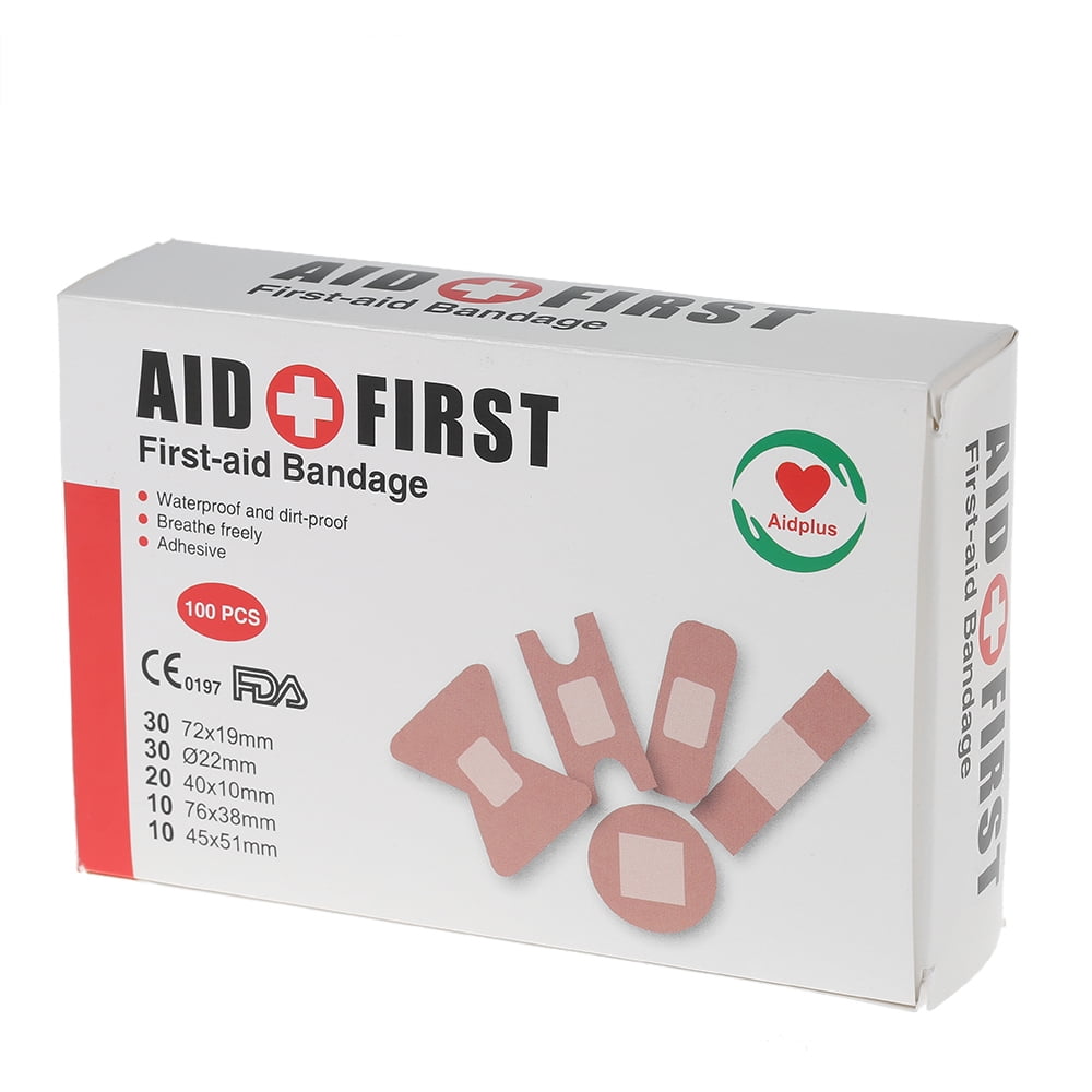 Aidplus 100PCS Flexible Adhesive Bandages Sterile WaterProof Assorted Round Dot/Knuckle/Bandage