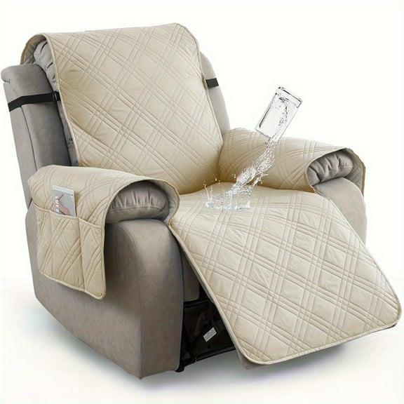 1Pc 100% Waterproof Recliner Chair Cover, Non Slip Recliner Covers For Recliner Chair With Pocket, Pet Scratch-Resistant Sofa Slipcover, Washable Furniture Protector, Easy To Install For Living Room