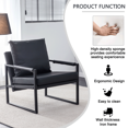 thumbnail image 2 of PU Leather Accent Arm Chair,  Mid Century Modern Chair with Metal Legs, Upholstered Reading Arm Chair with Extra-Thick Padded Backrest and Seat Cushion for Living Room, Black, 2 of 7