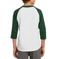 thumbnail image 2 of Mafoose Youth 3/4 Sleeves Colorblock Raglan Baseball Soft Jersey White/ Forest YT200 L, 2 of 5