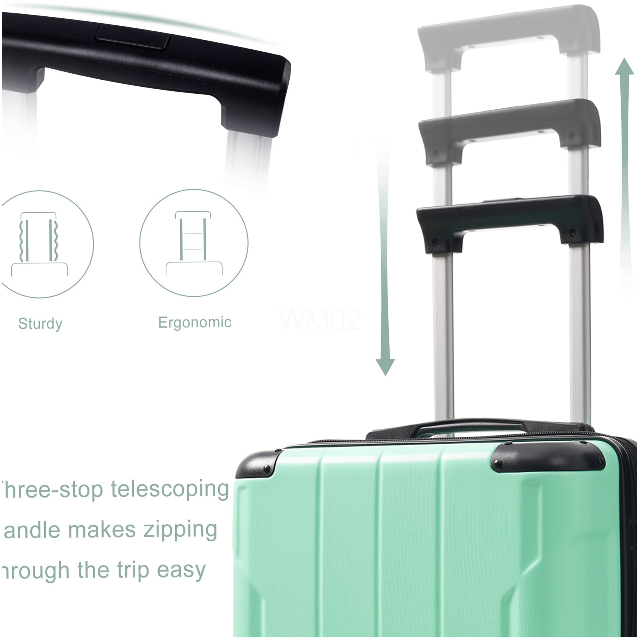 20 Inch Habshell Carry On Suitcase with Spinner Wheels, TSA Lock & Packing Cubes, Lightweight Durable ABS Luggage in Creamy Green