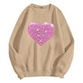 thumbnail image 5 of Arlun Valentines Sequins Heart Graphic Sweatshirts for Women Casual Long Sleeve Glitter Heart Graphic Pullover Tops Autumn and Winter Fashion Going out Outfits Khaki L, 5 of 5