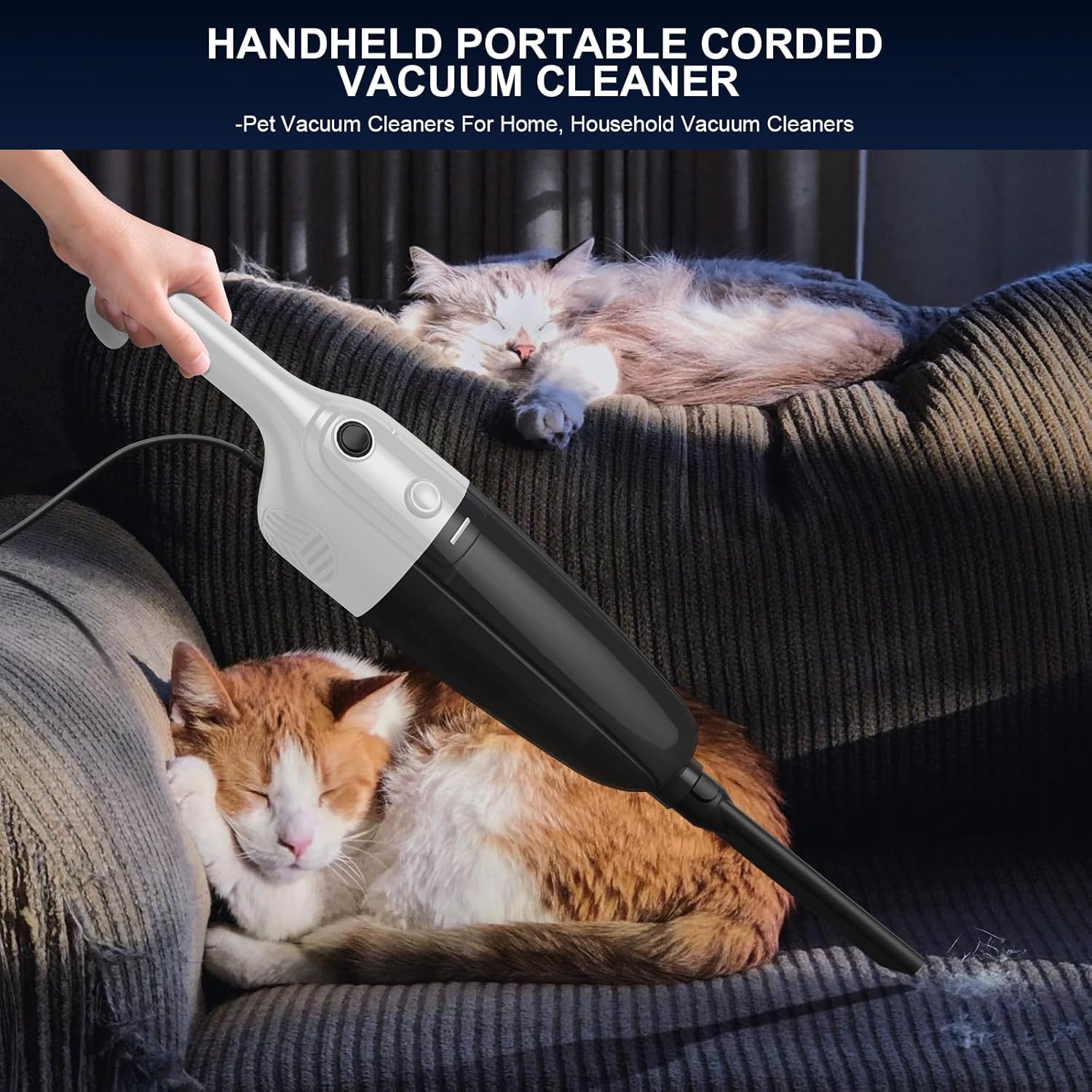 Vacuum Cleaners for Home - Corded Stick Vacuum Cleaner, Rechargeable High Power Vac for Pet Hair Carpet Hardwood Floor, Household Wireless Hand Lightweight Handheld Portable Car Vac, MC White