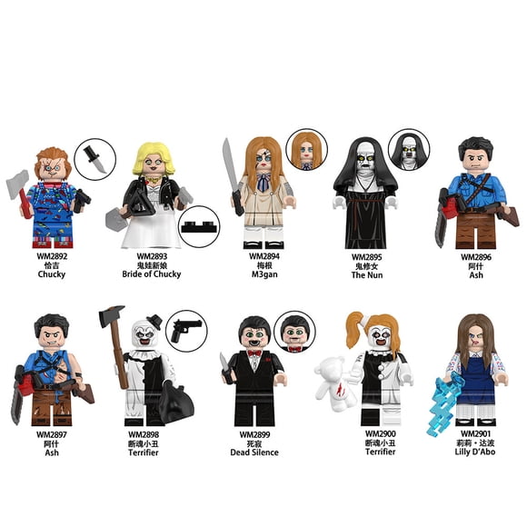 Figuras de Bloques de Terror: 10 Piezas de Personajes Clásicos | Muñecos Coleccionables de Película para Niños y Fans