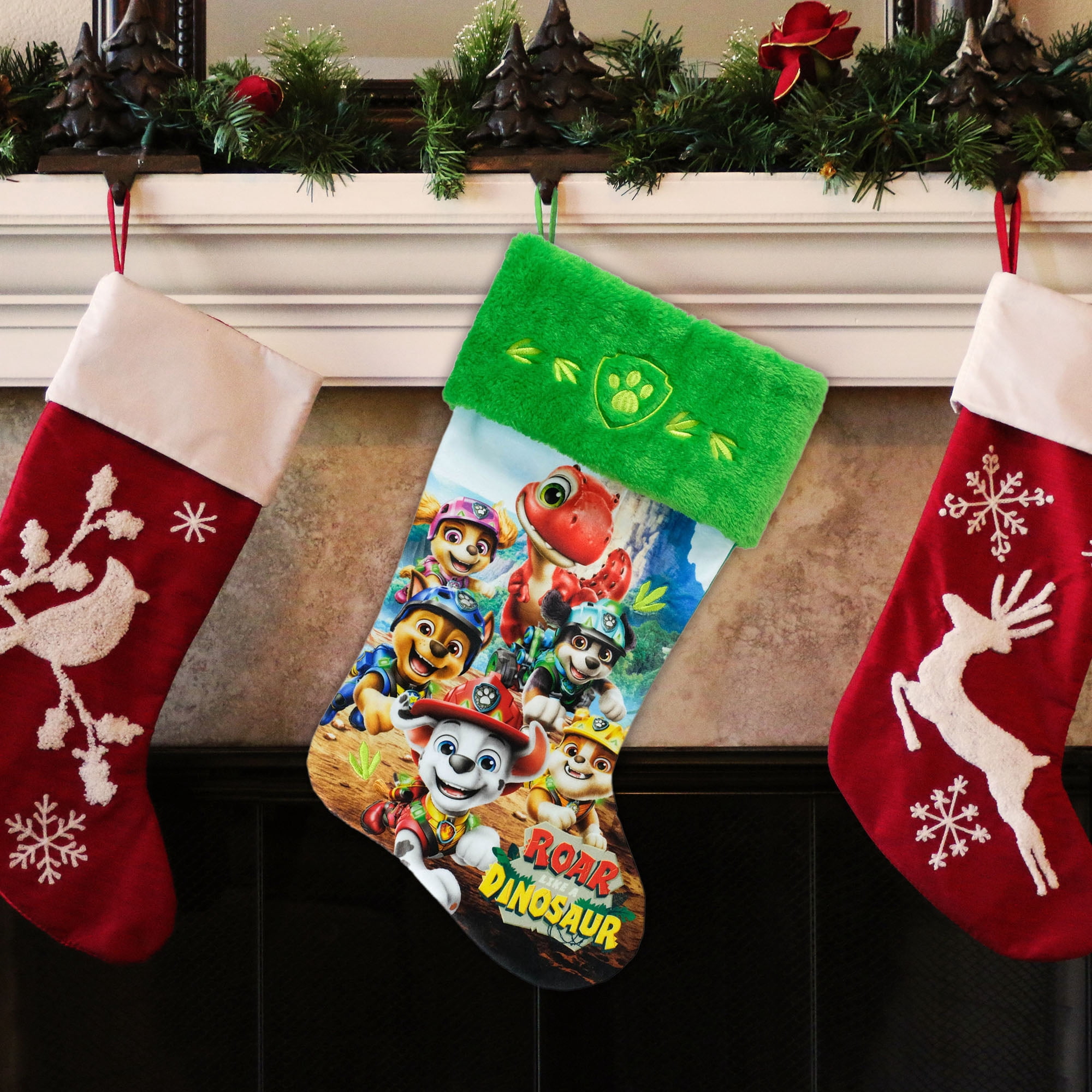 Paw Patrol 20 Inch Velvet Dinosaur Christmas Stocking – Holiday Kids Stocking