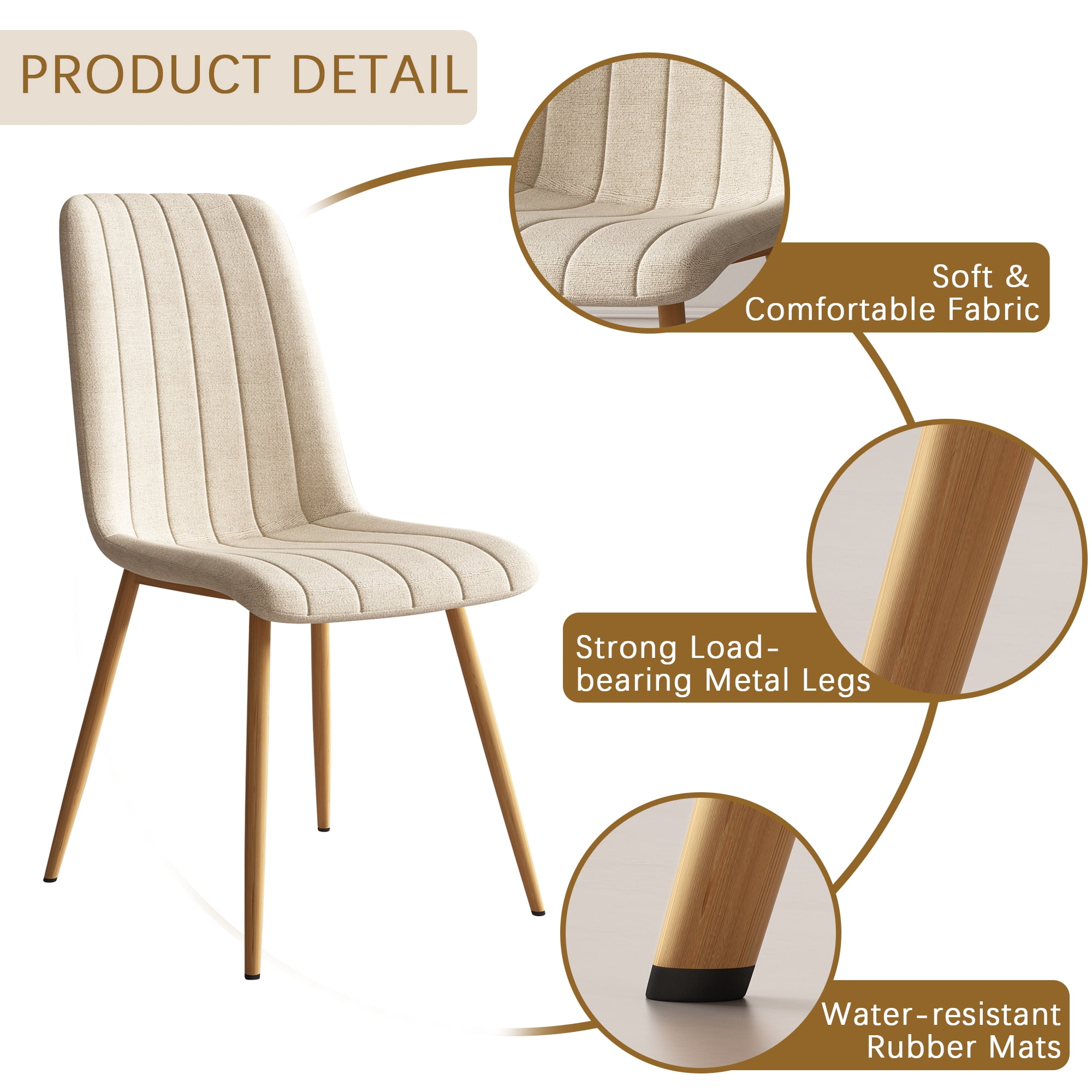 Dining Chairs Set of 4, Modern Style Dining Kitchen Room Upholstered Side Chairs