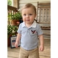 thumbnail image 4 of BemeyourBBs Toddler Baby Boys 4th of July Shirt Fourth of July Outfit Baby Boy Patriot Independence Day Clothes Collared Waffled Stripe Bird American Flag Embroidery Short Sleeve Summer Tee Shirt Top, 4 of 9