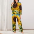 thumbnail image 2 of Pajama Sets for Women 2 Pcs, Sky Golden Sunflower Field B Button Down Long Sleeve Sleepwear Lounge PJ Sets, 2 of 6