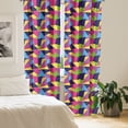 thumbnail image 2 of Ambesonne Geometric Window Curtains, Multicolored Abstract Art, Each 28" W x 84" L, Navy Blue Hot Pink, 2 of 4