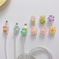 thumbnail image 2 of 1 juego de protectores de cable transparentes de flores de colores for iPhone 14 13 12 11 Pro Max - diseño antidesgaste y duradero, 2 of 2