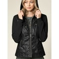 thumbnail image 5 of Made by Johnny Women's Faux Leather Zip Up Moto Biker Jacket with Hoodie S BLACK_BLACK, 5 of 6