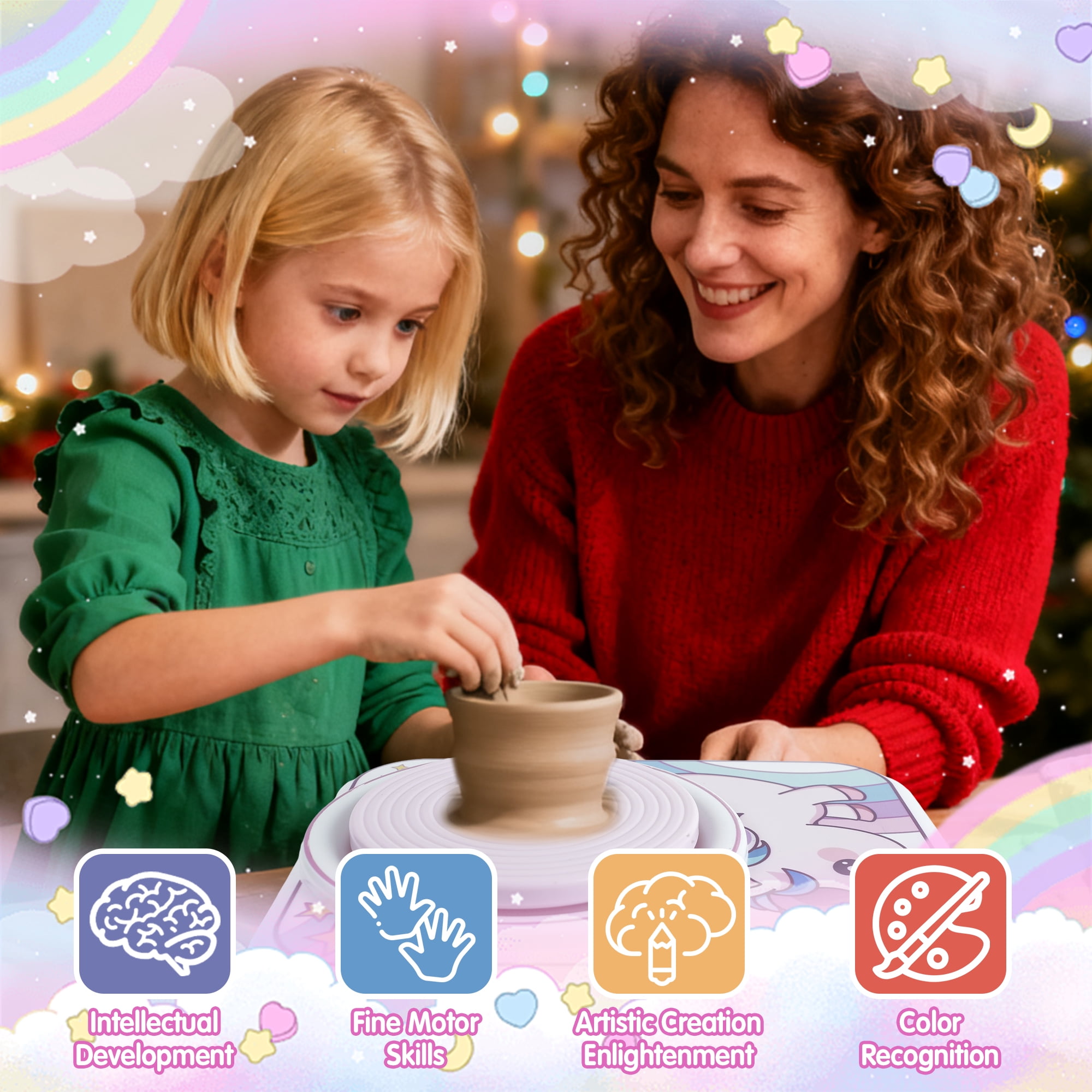 Jaawind Pottery Wheel for Kids Ages 8-12, Unicorn Arts and Crafts Kit with 4 Pack Clays, Art Supplies Toys for Boys Girls, Birthday Gift for 6 7 8 9 10+
