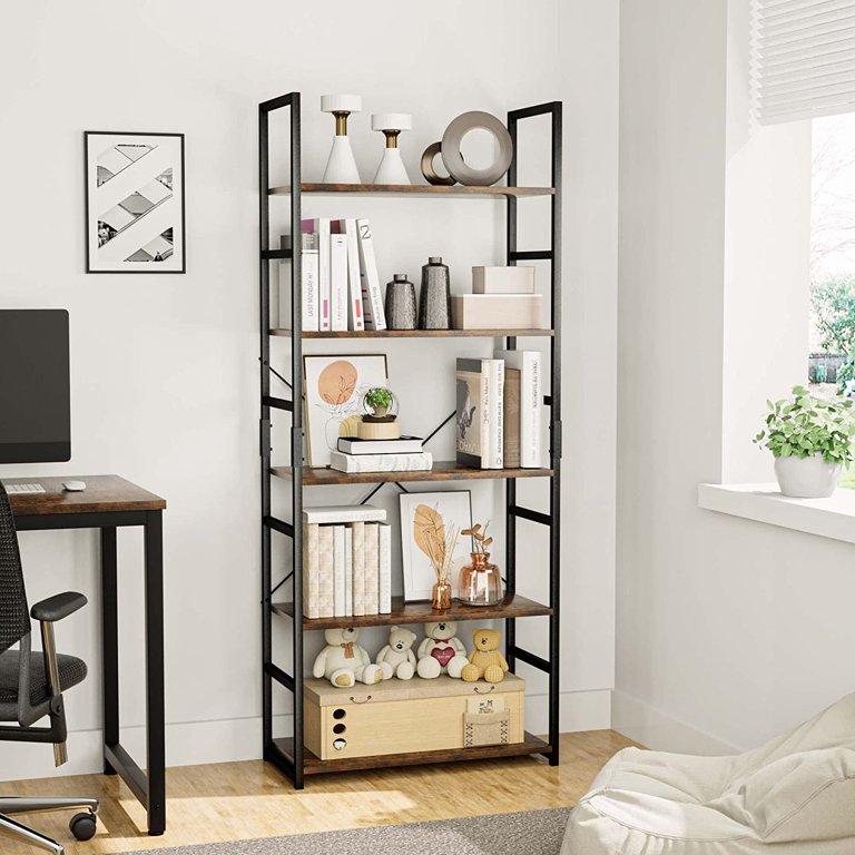 Bookshelf, Tall Bookcase Shelf Storage Organizer, Modern Book