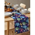 thumbnail image 6 of Watercolor Ocean Shell Starfish Conch Table Runner-70 Inch Long Summer Marine Life Table Runners Linen Burlap Tablerunner for Kitchen Dining Room Holiday Party, 6 of 9