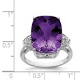 thumbnail image 2 of Primal Silver Sterling Silver Rhodium Checker-Cut Amethyst and Diamond Ring, 2 of 4