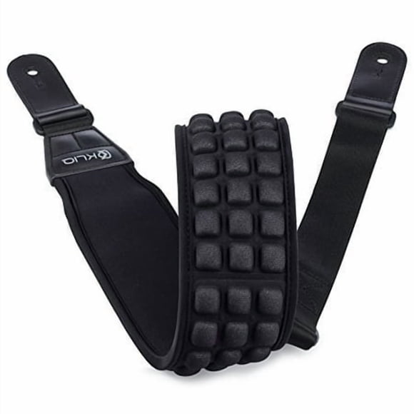 KLIQ AirCell Guitar Strap for Bass & Electric Guitar with 3"" Wide Neoprene Pad and Adjustable Length from 46"" to 56"" (Regular) Black