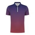 thumbnail image 5 of WREESH Men's Gradient Zippered T-Shirt Casual Printed Short Sleeve Henley with Turn Down Collar a Modern Top with Zipper Detail and Gradient Style Purple, 5 of 5