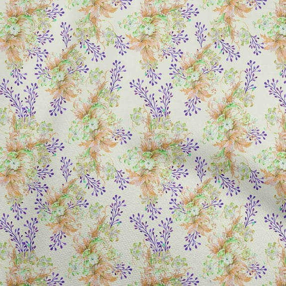oneOone Viscose Jersey Cream Fabric Floral Craft Projects Decor Fabric Printed By The Yard 60 Inch Wide