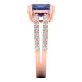 thumbnail image 3 of Clara Pucci 14K Rose Gold Solid Gold Tanzanite Solitaire with Accents Anniversary Ring for Women - 3.48 cttw Long Cushion Cut, 3 of 7