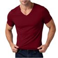 thumbnail image 3 of Ovzne Men's Big & Tall V-Neck Short Sleeve Athletic Basic T-Shirts Casual Slim Solid Color Stretchy Going Out Tops M-5XL, 3 of 9