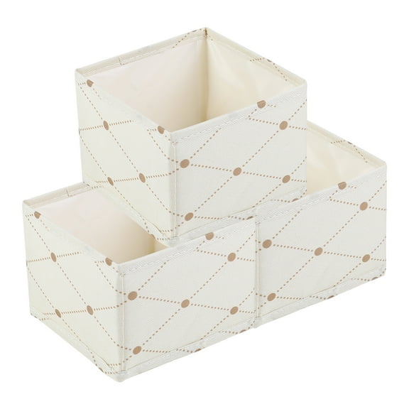 Unique Bargains 3 Pcs Collapsible Storage Cube for Closet Organizers Beige 5.5"x5.5"x4.7"