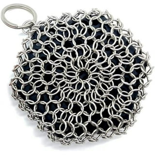  Cast Iron Cleaner Chainmail Scrubber, Chain Mail Scrubber with  Silicone Insert, 316L Stainless Steel Chainmail for Cast Iron Skillet,  Dutch Oven, Cookware, Kitchen Cleaning Accessory, Dishwasher Safe : Health  & Household