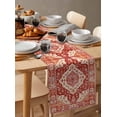 thumbnail image 6 of Burnt Orange Boho Table Runner Cotton Linen 60 Inch Holiday Dresser Scarves, Ethnic Geometric Southwest Tablerunner for Kitchen Coffee Dining Bedroom Home Living Room Dinner Scarf Décor 13''x60'', 6 of 9