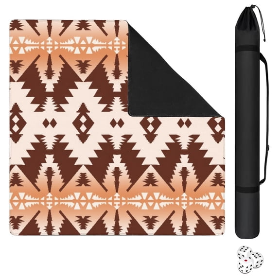 Traditional Boho Design Rubber Playing Surface for Mahjong 31.5 Inch Square Extra Large Mat with Non-Slip Grip and Quiet Texture for Board Games