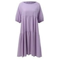 thumbnail image 4 of Sngxgn Women's Shoulder Short Dress Ruched Bodycon Mini Dress(Purple,M), 4 of 4