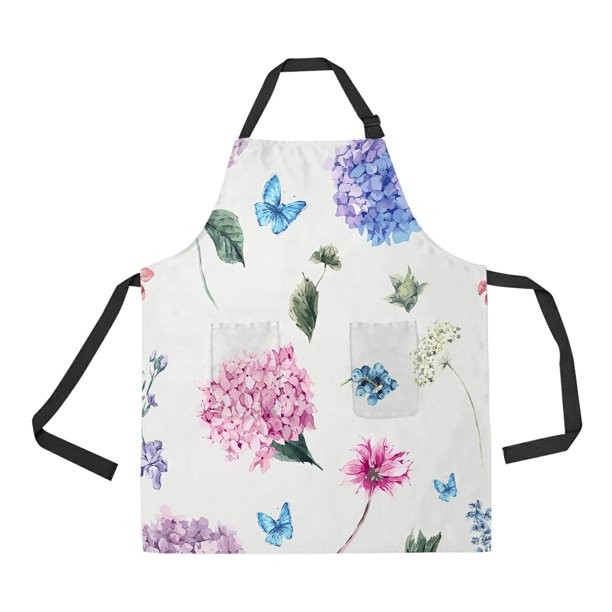 ABPHQTO Summer Vintage Floral Blooming Hydrangea Garden Flowers Apron