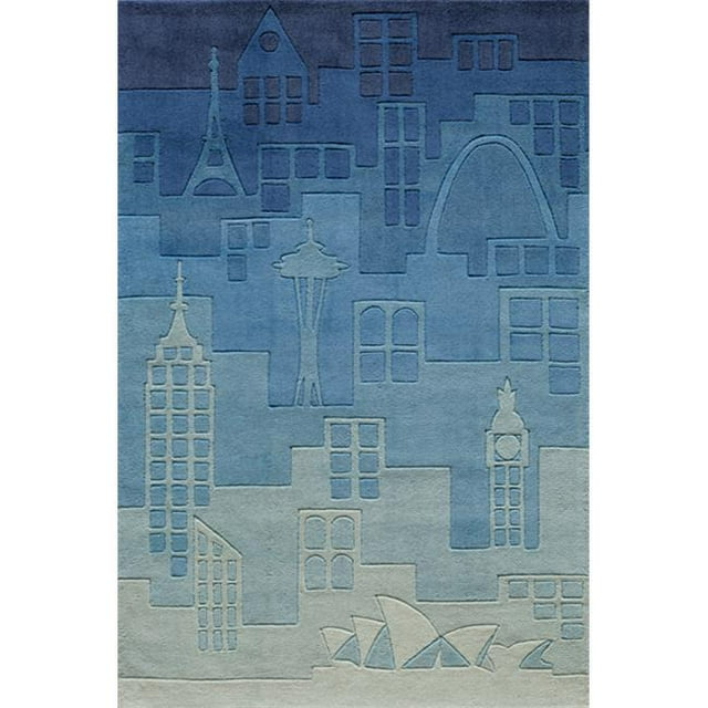 Momeni LMOTWLMT11BLU500R Lil Mo Hipster 5 ft. x 5 ft. Round Rug - Blue
