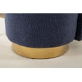 thumbnail image 6 of Swivel Barrel Chair, 25.2'' W Round Swivel Accent Chair with Curved Tufted Hollow Back, Modern Upholstered Single Sofa Chair with Throw Pillow and Gold Metal Base for Living Room Bedroom Hotel, Navy, 6 of 7