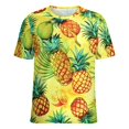 thumbnail image 5 of Lunarable Pineapple Womens Tops Women's Fashion Casual Short Sleeve Flower Print Round Neck Pullover Top Blouse, 5 of 6