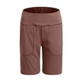 thumbnail image 4 of adviicd Bermuda Shorts for Women with Pocket Womens High Waisted Yoga Shorts for Running Workout Athletic (Brown, XXL), 4 of 5