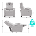 thumbnail image 2 of Aukfa Manual Recliner Chair with Comfortable Arms & Cup holder,Single Sofa for Living Room, Light Gray, 2 of 7