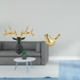 thumbnail image 2 of Escultura De Pared Bohemia De Cabeza De Ciervo En Resina Y Figura De Pájaro Dorado. Estatua Moderna De Animal Para Decoración De Oficina Y Hogar. Adorno De Colección., 2 of 8