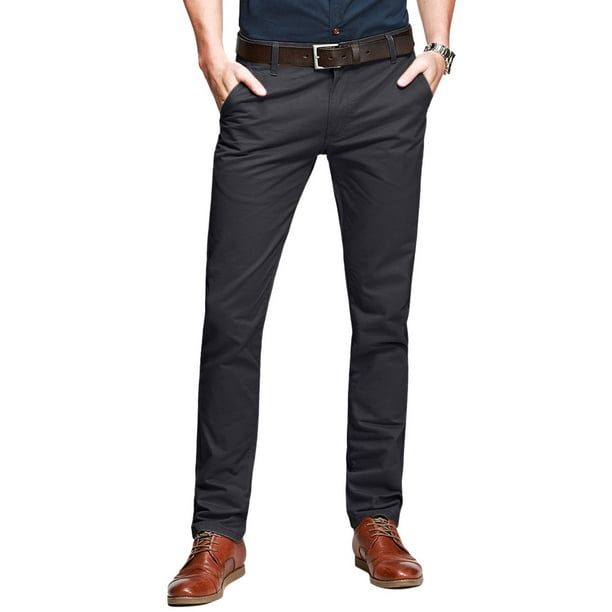 Pantalones casuales que combinan con la parte delantera plana y delgada para hombre, color gris militar