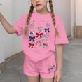 thumbnail image 4 of Odeerbi Camiseta de Manga Corta Con Estampado Patriótico Del Día de La Independencia de Las Niñas Con Pantalones Cortos Set de 2 Piezas, 4 of 6