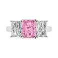 thumbnail image 2 of 4ct emerald cut pink Zircon 14k white gold 3 stone Bridal Wedding Engagement Promise Anniversary Ring for Women size 3.75, 2 of 7