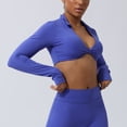 thumbnail image 6 of Women's V Neck Sports Bras Workout Running Athletic Bra Long Sleeve Crop Tops Metamorph Sienna Twist Deep V Workout Cropped T Shirt Top with Compression for Yoga Pilates Gym Outfit, 6 of 7