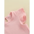 thumbnail image 5 of Gureui Toddler Infant Baby Boys Girls Shorts Set Solid Color Rib Knit Round Neck Flying Sleeve Tops + High Stretch Shorts 2Pcs Clothes Set, 5 of 9