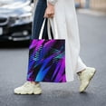 thumbnail image 2 of DouZhe Reusable Grocery Bags, Cyberpunk Gradients Texture Lightweight Polyester Canvas Cloth Tote Bag for Travle Gym Shopping School, 15" x 16", 2 of 7