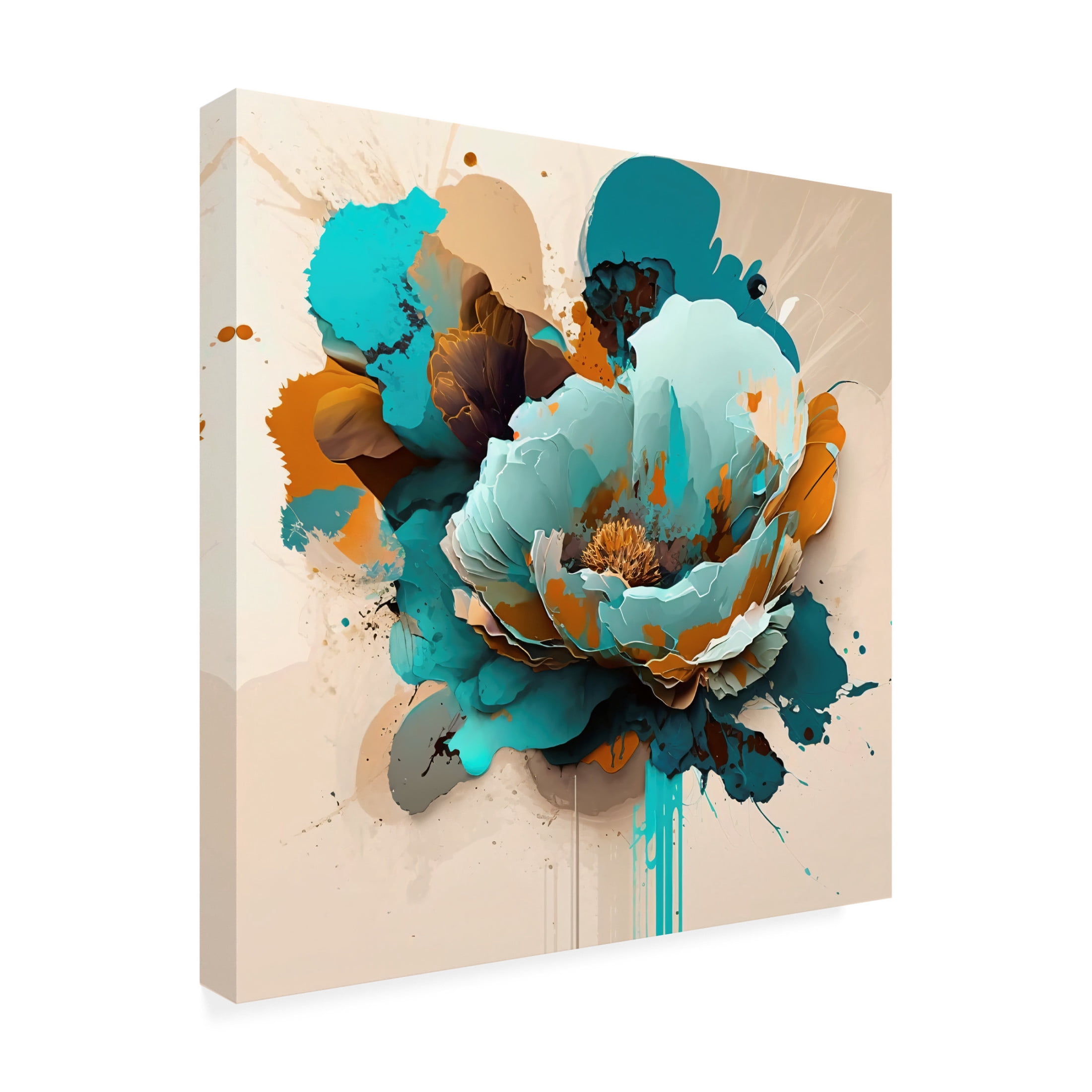 Canvas Wall Art - Ray Heere 'Oil Painting Expressive Flowers Blue 10' Wall Art for Living Room, Bedroom, or Office Décor by Trademark Fine Art - 24 x 24 Inches